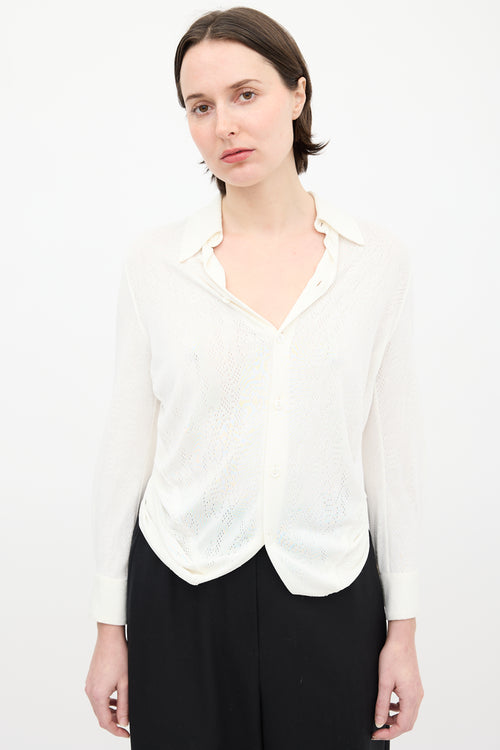 Jean Paul Gaultier Cream Perforated Layered Shirt