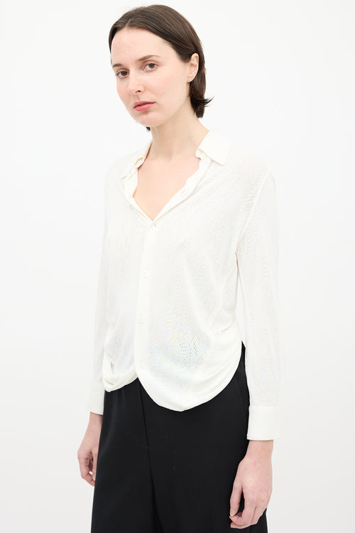 Jean Paul Gaultier Cream Perforated Layered Shirt