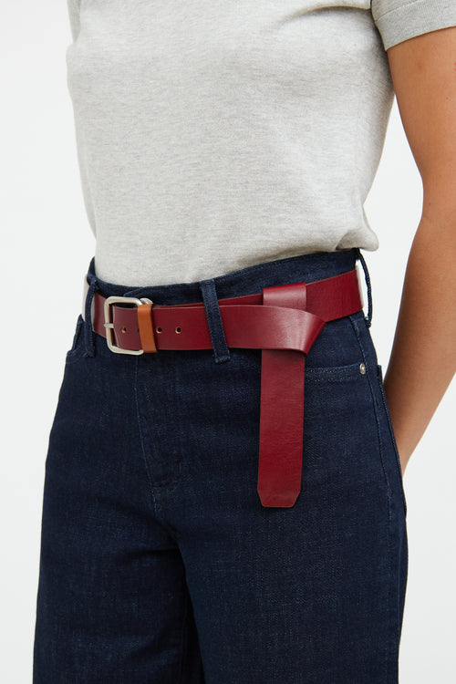 Jean Paul Gaultier Red Leather Logo Belt