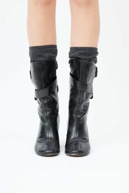  Black Leather 
Sock Boot