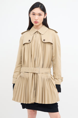 Junya Watanabe 2017 Beige Belted Pleat Trench Coat