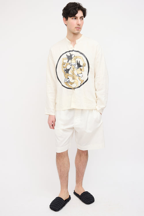 JW Anderson Cream Linen Print Shirt