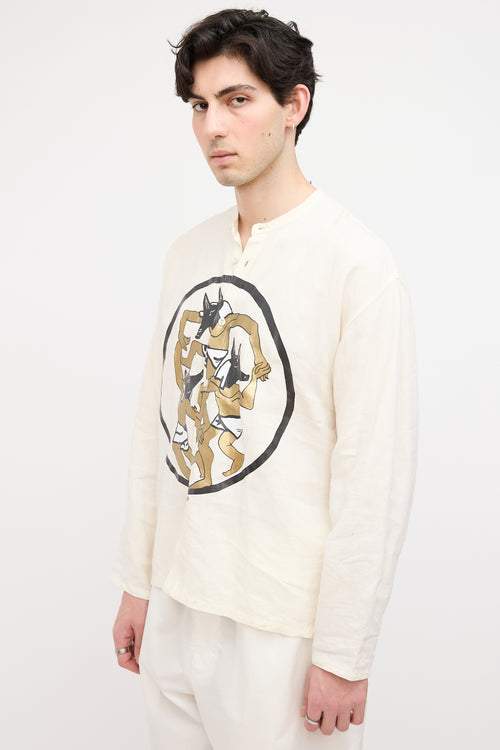 JW Anderson Cream Linen Print Shirt