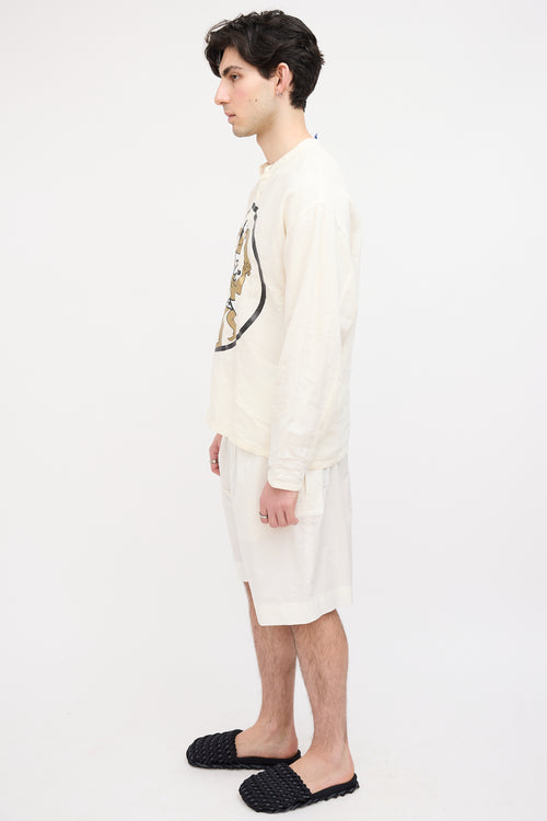 JW Anderson Cream Linen Print Shirt