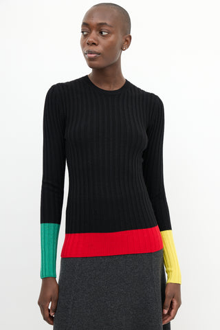 JW Anderson Black 
Multi Wool Colourblock Top