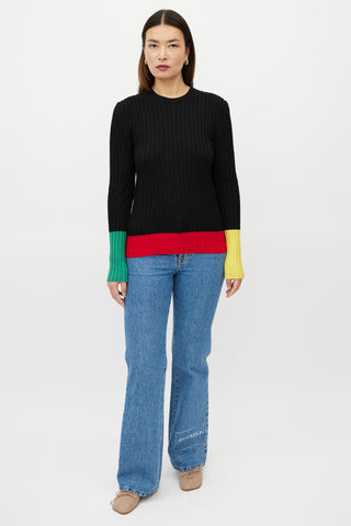 JW Anderson Black 
Multicolour Colourblock Merino Ribbed Sweater