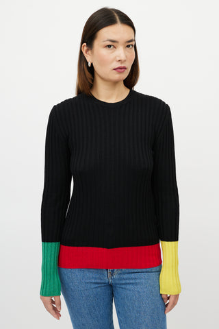 JW Anderson Black 
Multicolour Colourblock Merino Ribbed Sweater