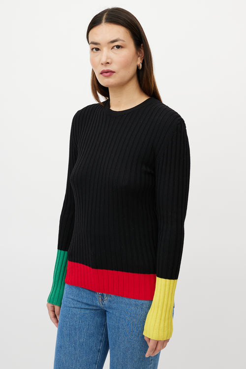 JW Anderson Black 
Multicolour Colourblock Merino Ribbed Sweater