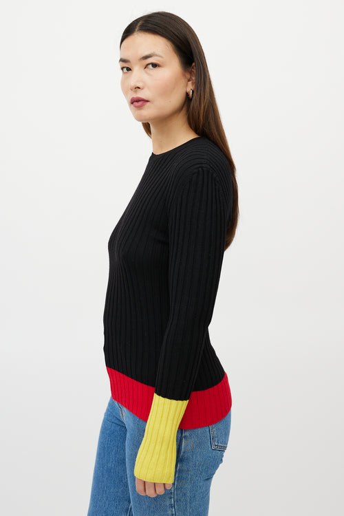 JW Anderson Black 
Multicolour Colourblock Merino Ribbed Sweater