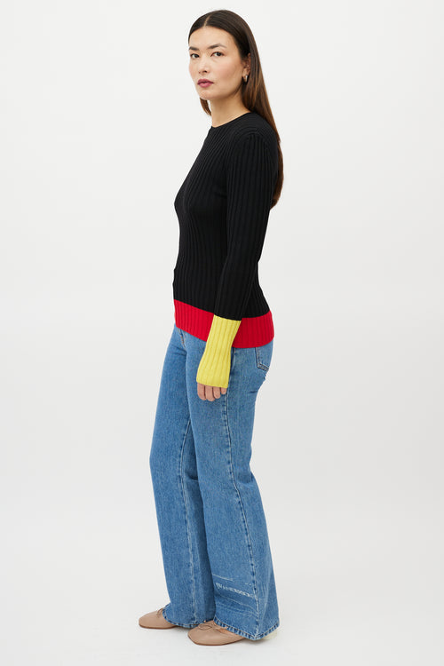 JW Anderson Black 
Multicolour Colourblock Merino Ribbed Sweater