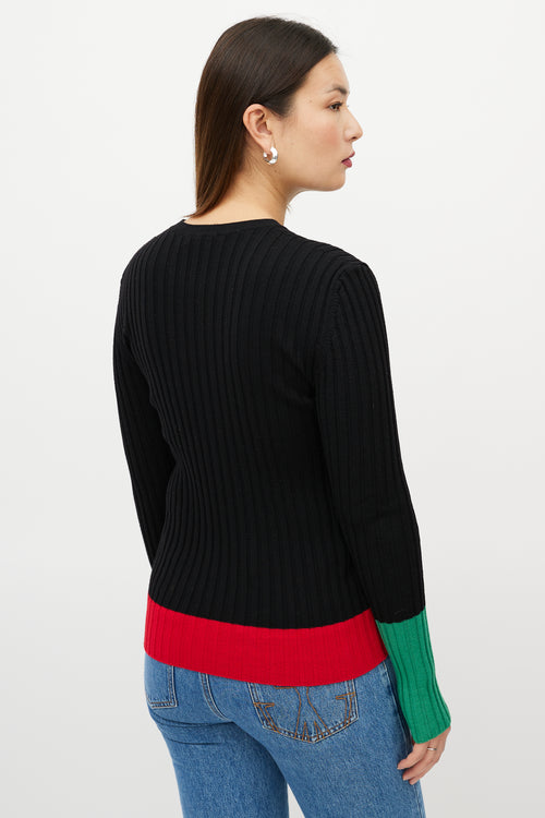 JW Anderson Black 
Multicolour Colourblock Merino Ribbed Sweater