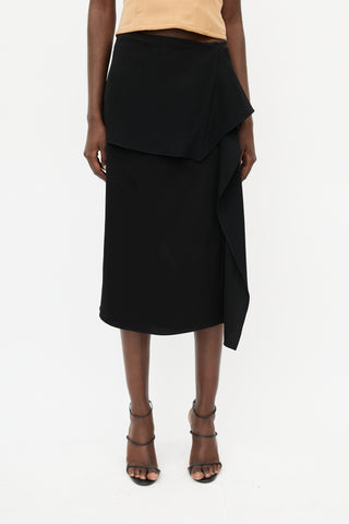 JW Anderson Black Ruffled Drape Skirt