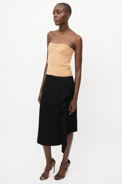 JW Anderson Black Ruffled Drape Skirt