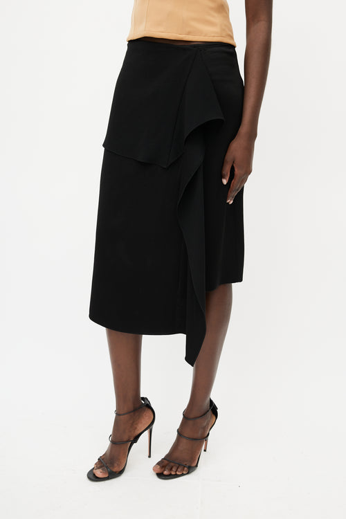 JW Anderson Black Ruffled Drape Skirt