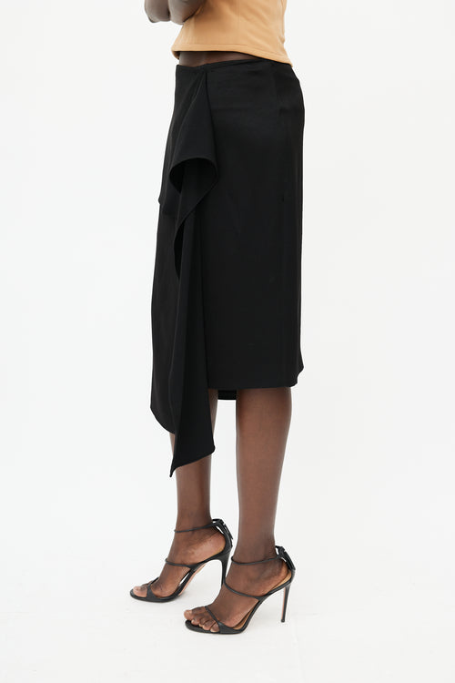 JW Anderson Black Ruffled Drape Skirt