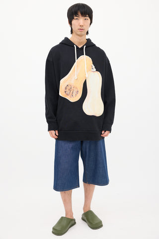 JW Anderson Black 
Yellow Squash Graphic Hoodie