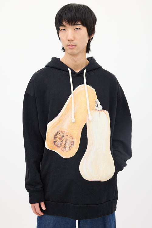 JW Anderson Black 
Yellow Squash Graphic Hoodie