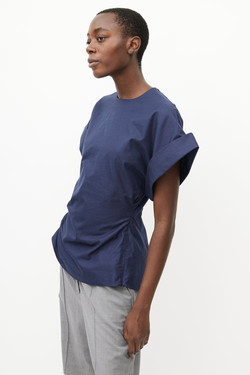 JW Anderson Blue Cuffed Gathered Top