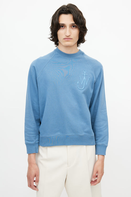 JW Anderson Blue Embroidered Logo Crewneck