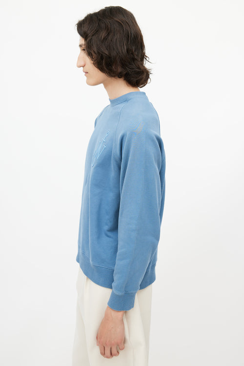 JW Anderson Blue Embroidered Logo Crewneck