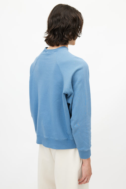 JW Anderson Blue Embroidered Logo Crewneck