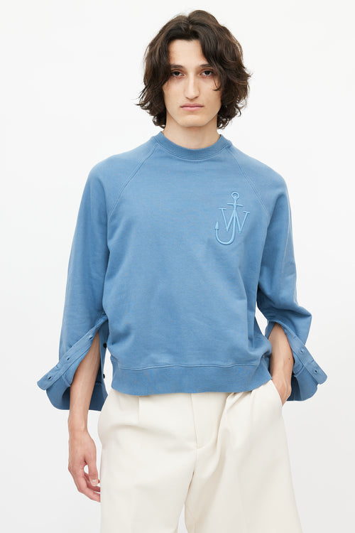 JW Anderson Blue Embroidered Logo Crewneck