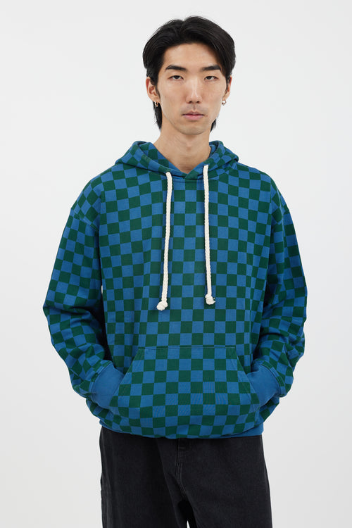 JW Anderson Blue 
Green Checkerboard Hoodie