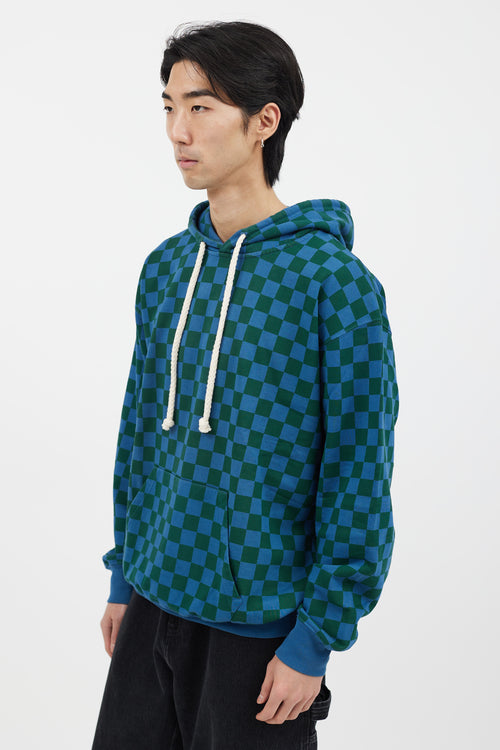 JW Anderson Blue 
Green Checkerboard Hoodie