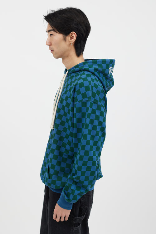 JW Anderson Blue 
Green Checkerboard Hoodie