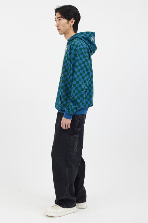 JW Anderson Blue 
Green Checkerboard Hoodie