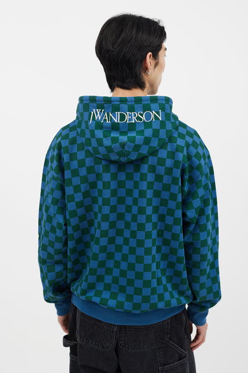 JW Anderson Blue 
Green Checkerboard Hoodie