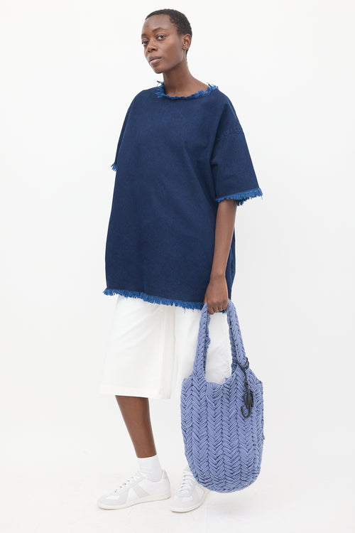 JW Anderson Blue Knit Shopper Tote