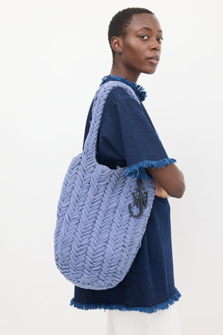 JW Anderson Blue Knit Shopper Tote