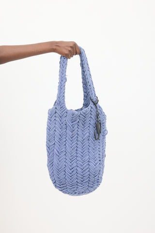 JW Anderson Blue Knit Shopper Tote