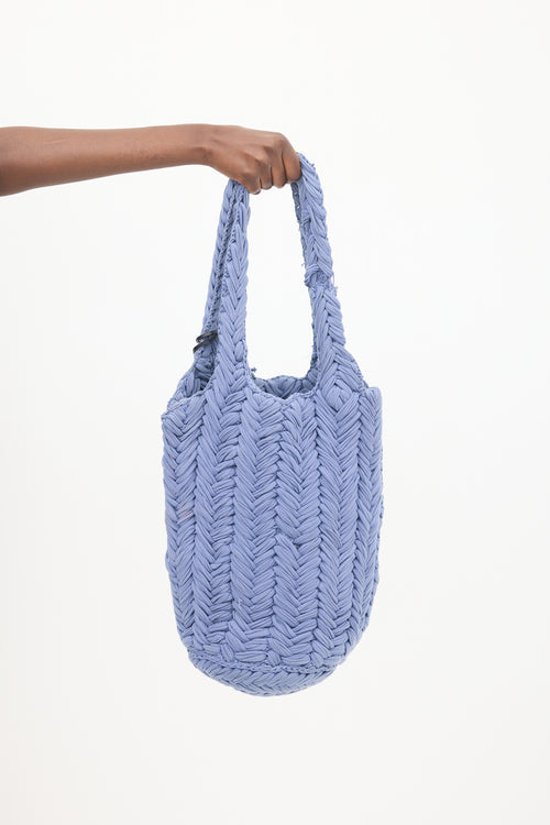 JW Anderson Blue Knit Shopper Tote