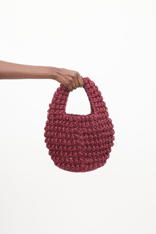 JW Anderson Burgundy Popcorn Woven Shoulder Bag