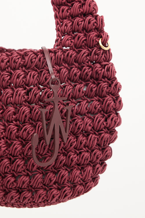 JW Anderson Burgundy Popcorn Woven Shoulder Bag