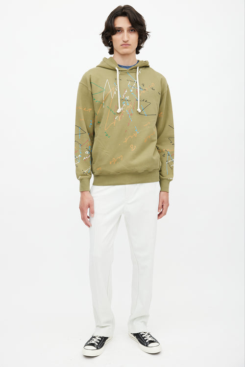 JW Anderson Green 
Multicolour Scribble Hoodie