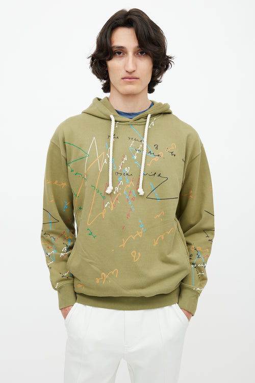 JW Anderson Green 
Multicolour Scribble Hoodie