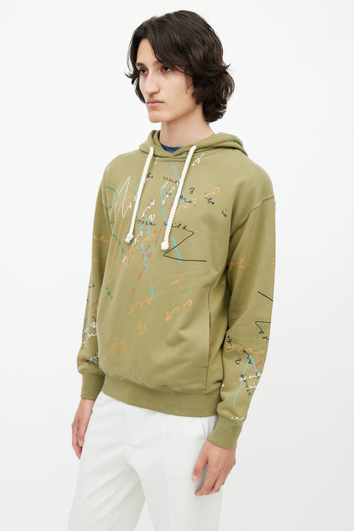 JW Anderson Green 
Multicolour Scribble Hoodie