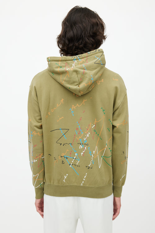 JW Anderson Green 
Multicolour Scribble Hoodie