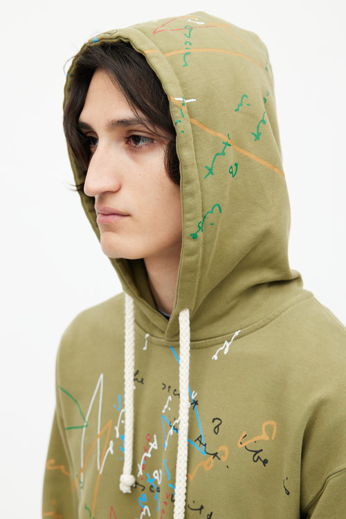 JW Anderson Green 
Multicolour Scribble Hoodie