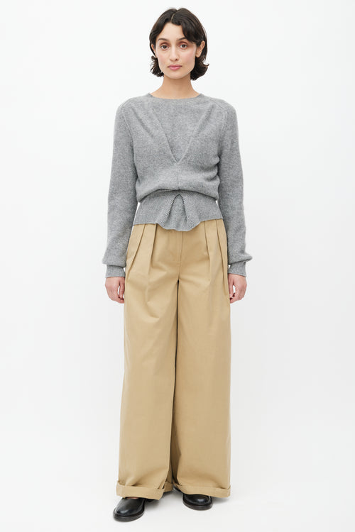 JW Anderson Grey Gathered Wool Sweater