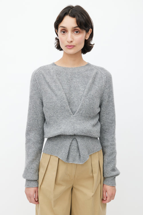 JW Anderson Grey Gathered Wool Sweater