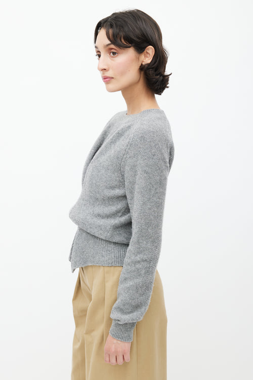 JW Anderson Grey Gathered Wool Sweater