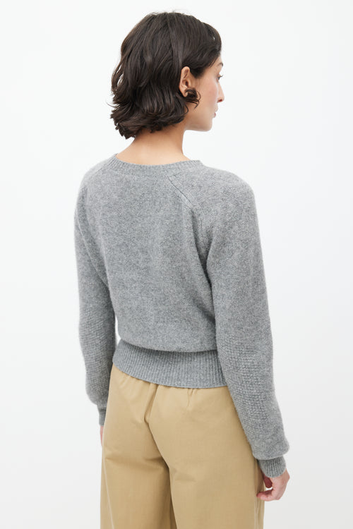 JW Anderson Grey Gathered Wool Sweater