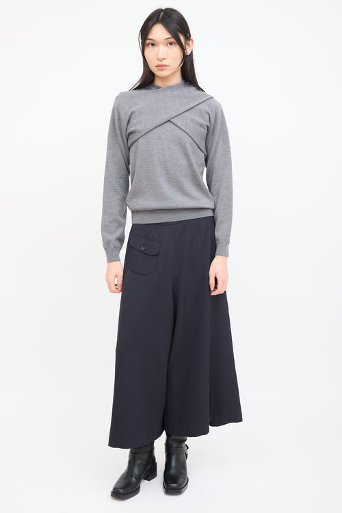 JW Anderson Grey Wool Asymmetrical  Sweater