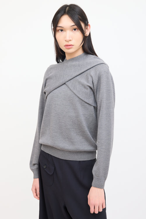 JW Anderson Grey Wool Asymmetrical  Sweater