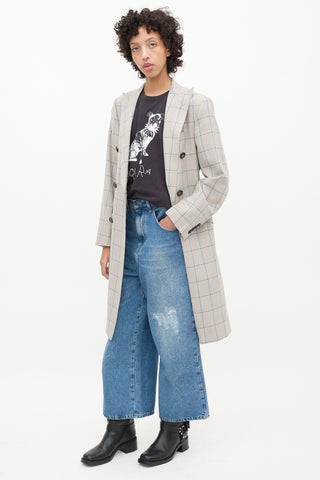 JW Anderson Medium Wash Distressed Wide Leg Jeans