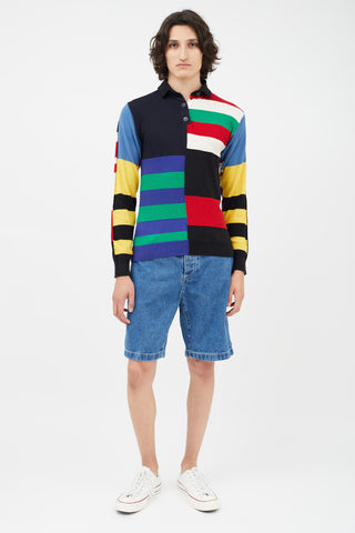 JW Anderson Black 
Multicolour Panelled Long Sleeve Polo